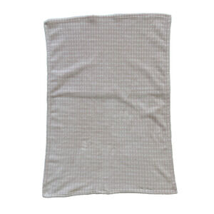 Tahari Pink Squares Stripe Baby Blanket Security Lovey Kids Soft White Plush